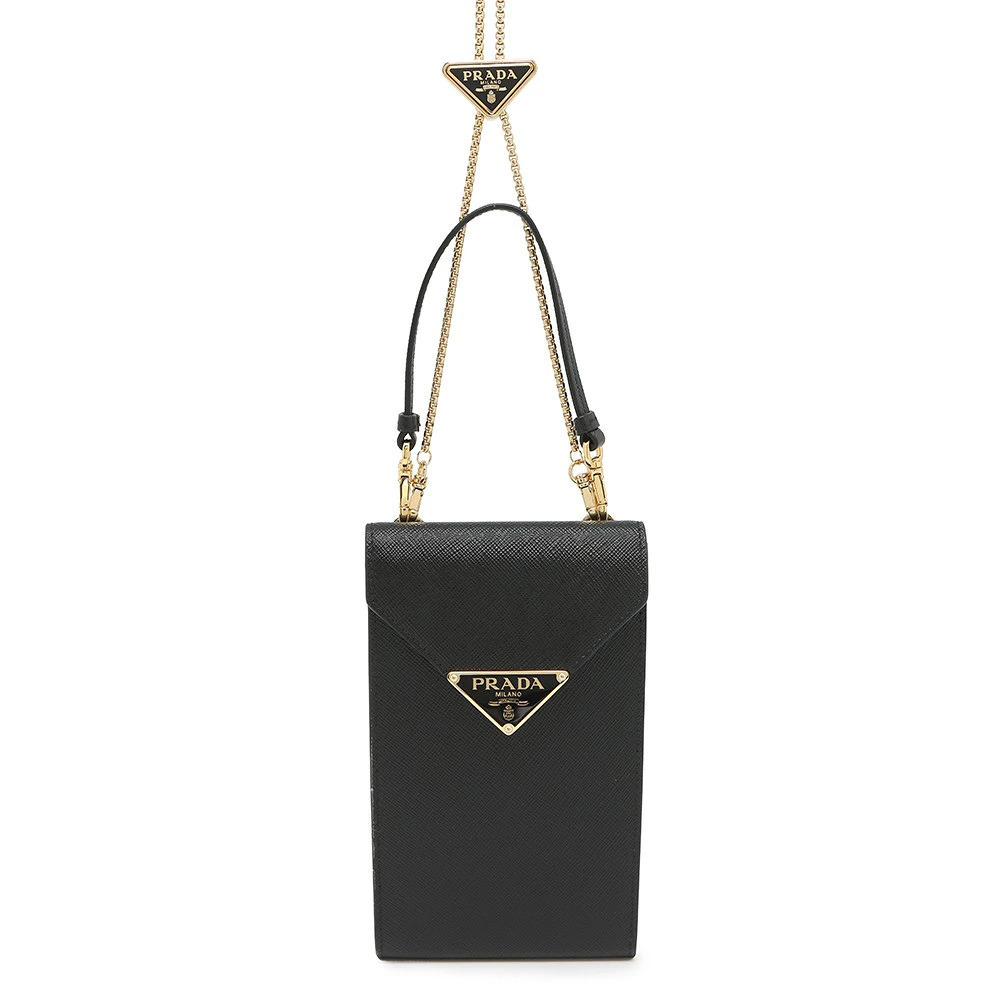 Prada handbag phone Pouch Clutch Saffiano leather black bag